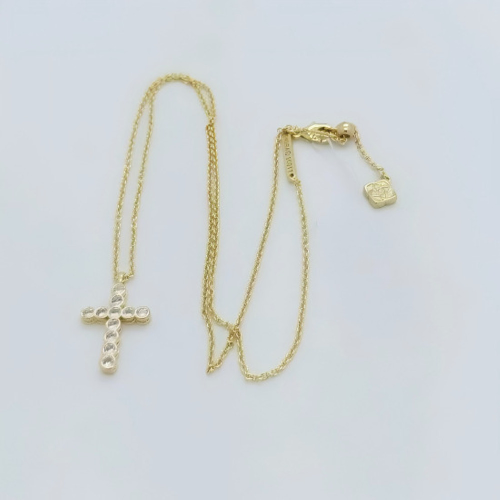 Kendra Scott Cross Crystal Gold Pendant Necklace in White Cubic Zirconia - Picture 5 of 6